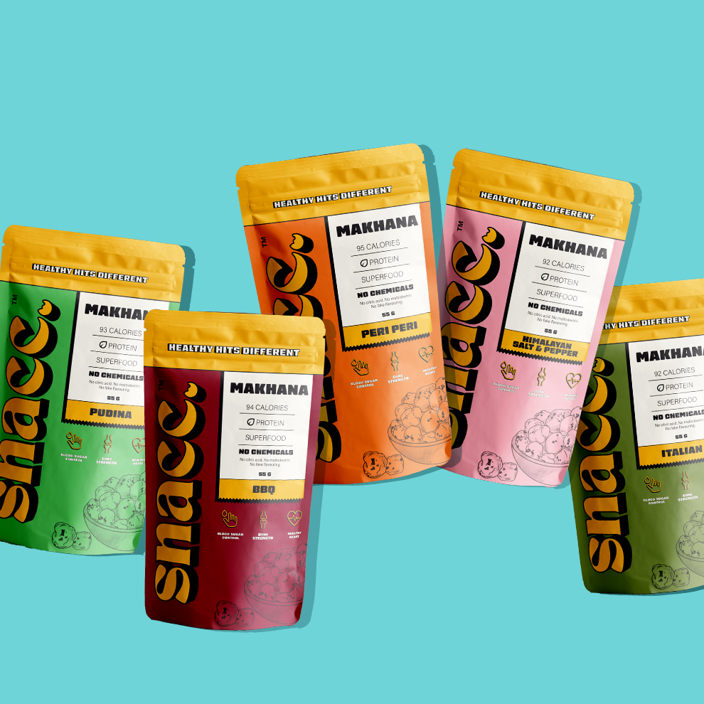 "Snacc Peri Peri makhana made with real spices, no preservatives"